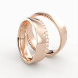 Rosaguld vielsesringe med pilform og diamanter – EG36 - sider