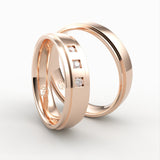 Rosaguld vielsesringe med tre indsatte diamanter – EG38 - side