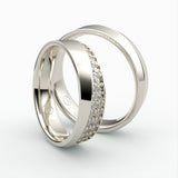 Vielsesringe i hvidguld med diagonal dobbelt række af diamanter – EG39 - side