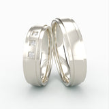 Vielsesringe i hvidguld med tre indsatte diamanter – EG38