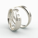 Vielsesringe i hvidguld med tre indsatte diamanter – EG38 – side