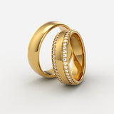 Guld vielsesringe med dobbelt diamantkæde og klassisk design – EG03