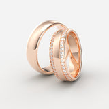 Rosaguld vielsesringe med dobbelt diamantkæde og klassisk design – EG03