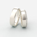 Vielsesringe i hvidguld med enkelt diamantkant – EG04