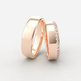 Rosaguld vielsesringe med enkelt diamantkant – EG04