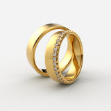 Guld Vielsesringe med enkelt diamant kant – EG04