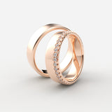 Rosaguld vielsesringe med enkelt diamantkant – EG04