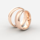 Vielsesringe i rosaguld med dobbelt række diamanter – EG05