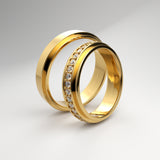 Skarpe vielsesringe i 14K guld med diamantbånd – EG06
