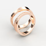 Moderne vielsesringe i rosaguld med facetslebne kanter og pavébesatte diamanter – EG08