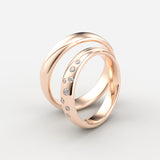 Rosaguld vielsesringe med bølgeslebne og graduerede diamanter – EG09