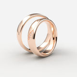 Rosaguld vielsesringe med bølget gravering og 3 diamanter – EG12