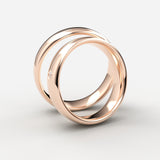 Rosaguld vielsesringe med centerrille og solitaire diamant – EG13