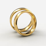 Guld vielsesringe med midterrille og solitær diamant – EG13