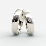 Vielsesringe i hvidguld med centerrille og solitaire diamant – EG13