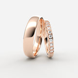 Rosaguld vielsesringe - pavé diamanter – EG14