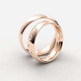 Vielsesringe i poleret rosaguld med 5 faldende diamanter – EG16