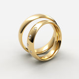 Vielsesringe i poleret guld med 5 faldende diamanter – EG16