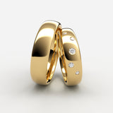 Vielsesringe i poleret guld med 5 faldende diamanter – EG16