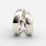 Vielsesringe i poleret hvidguld med 5 faldende diamanter – EG16