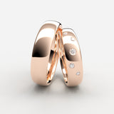 Vielsesringe i poleret rosaguld med 5 faldende diamanter – EG16