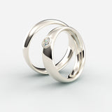 Vielsesringe i hvidguld med besat solitaire diamant – EG18