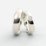 Vielsesringe i hvidguld med besat solitaire diamant – EG18