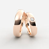Vielsesringe i rosaguld med besat solitaire diamant – EG18