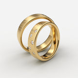 Vielsesringe i børstet guld med 5 graduering-diamanter – EG19