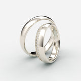 Elegante vielsesringe i hvidguld med pavébesatte diamanter og rund profil – EG20