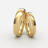 Elegante vielsesringe i guld med pavé-satte diamanter og rund profil – EG20