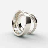 Vielsesringe i hvidguld med en enkelt pavé-diamant hele vejen rundt - EG21