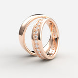 Rosaguld vielsesringe med alliancering af diamanter i midterrillen – EG24