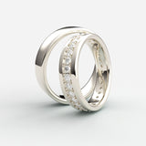 Hvidgulds vielsesringe med alliancering af diamanter i midterrillen – EG24