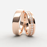 Rosaguld vielsesringe med alliancering af diamanter i midterrillen – EG24