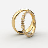 Guld vielsesringe med 360 graders pavé-diamanter og klassisk herrering - EG25