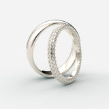 Hvidgulds vielsesringe med 360 graders pavé-diamanter og klassisk herrering - EG25