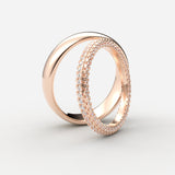 Rosaguld vielsesringe med 360 graders pavé-diamanter og klassisk herrering - EG25