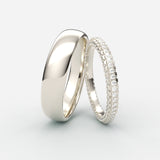 Hvidgulds vielsesringe med 360 graders pavé-diamanter og klassisk herrering - EG25