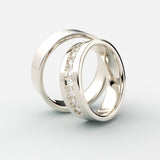 Eksklusive 14 karat hvidguldsringe med pavé-fatning af store diamanter – EG29