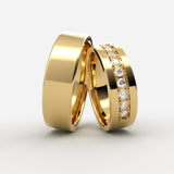 Vielsesringe med bred pavé-række af store diamanter – EG29