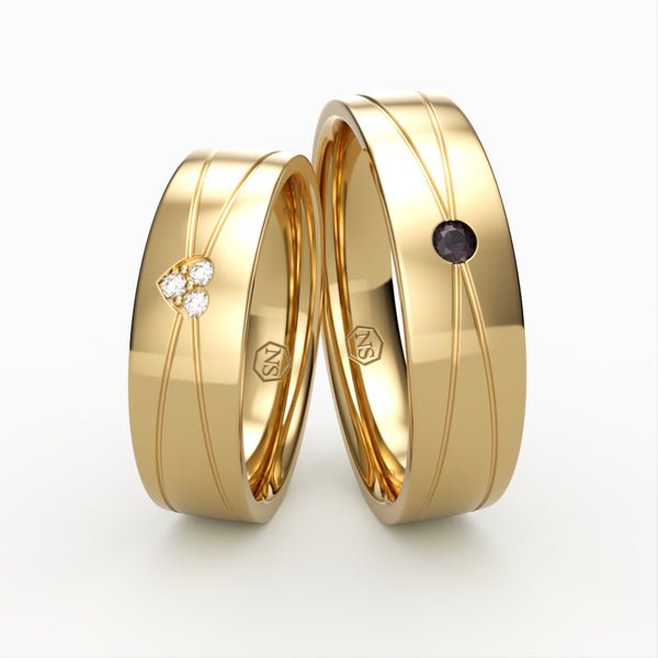 Vielsesringe med Diamant- og Safirdetaljer - EG 43