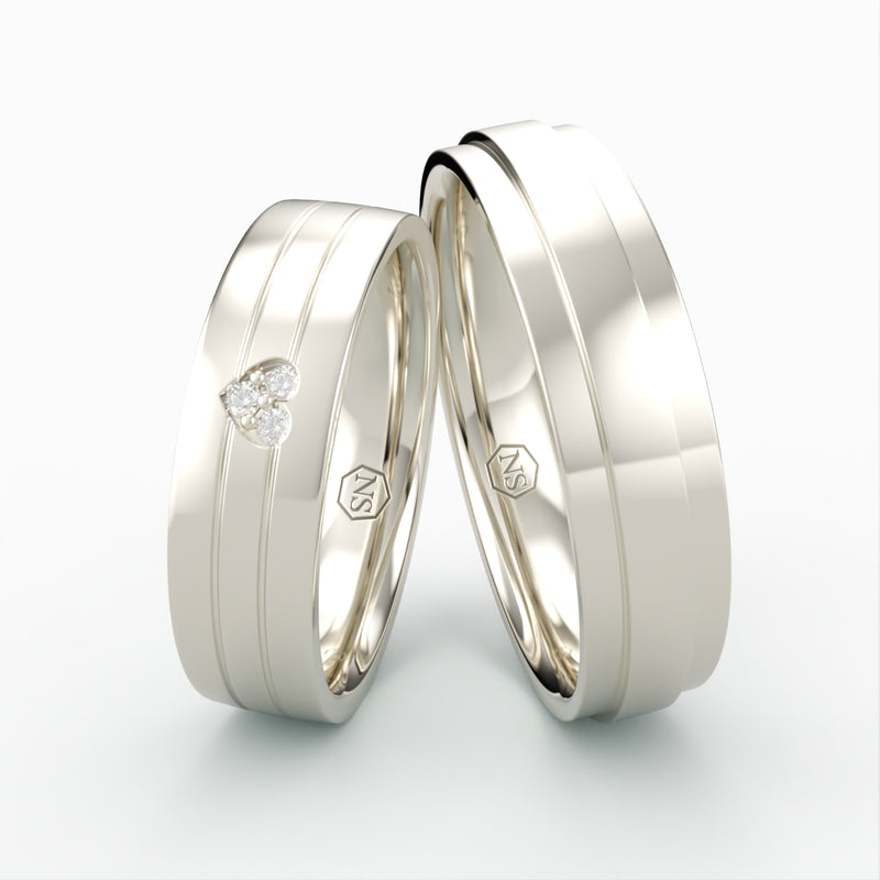 Klassiske Vielsesringe med Diamant Hjerte Design - EG 46