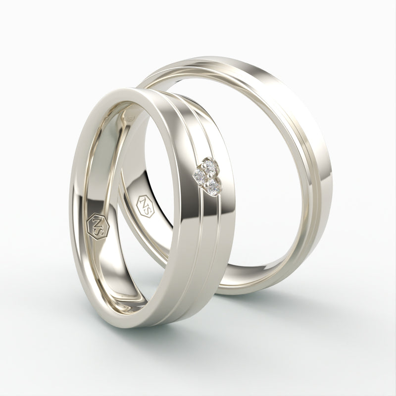 Klassiske Vielsesringe med Diamant Hjerte Design - EG 46