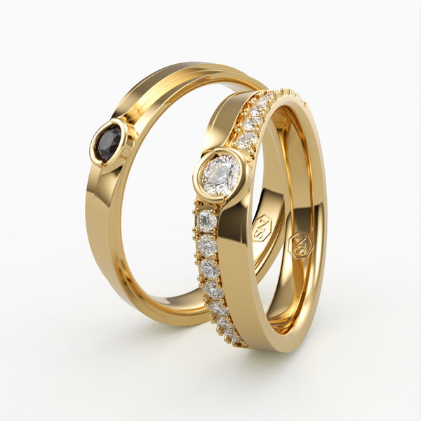 Vielsesringe med Ædelsten og Diamant Pavé - EG 47