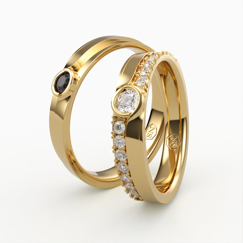 Vielsesringe med Ædelsten og Diamant Pavé - EG 47