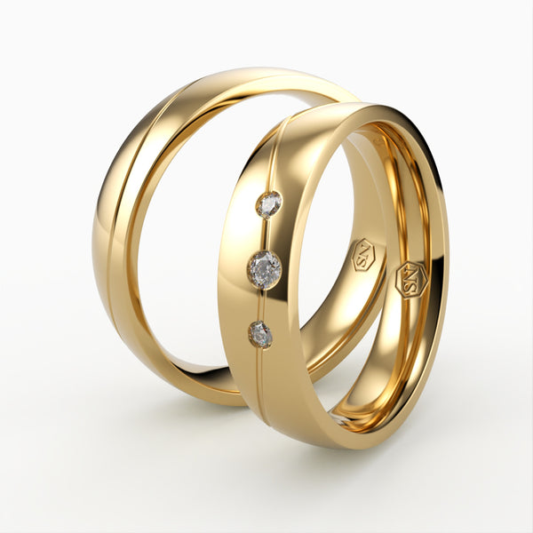 Vielsesringe med Tre Diamanter & Elegant Design - EG 56
