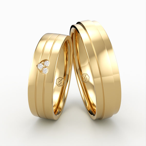 Klassiske Vielsesringe med Diamant Hjerte Design - EG 46