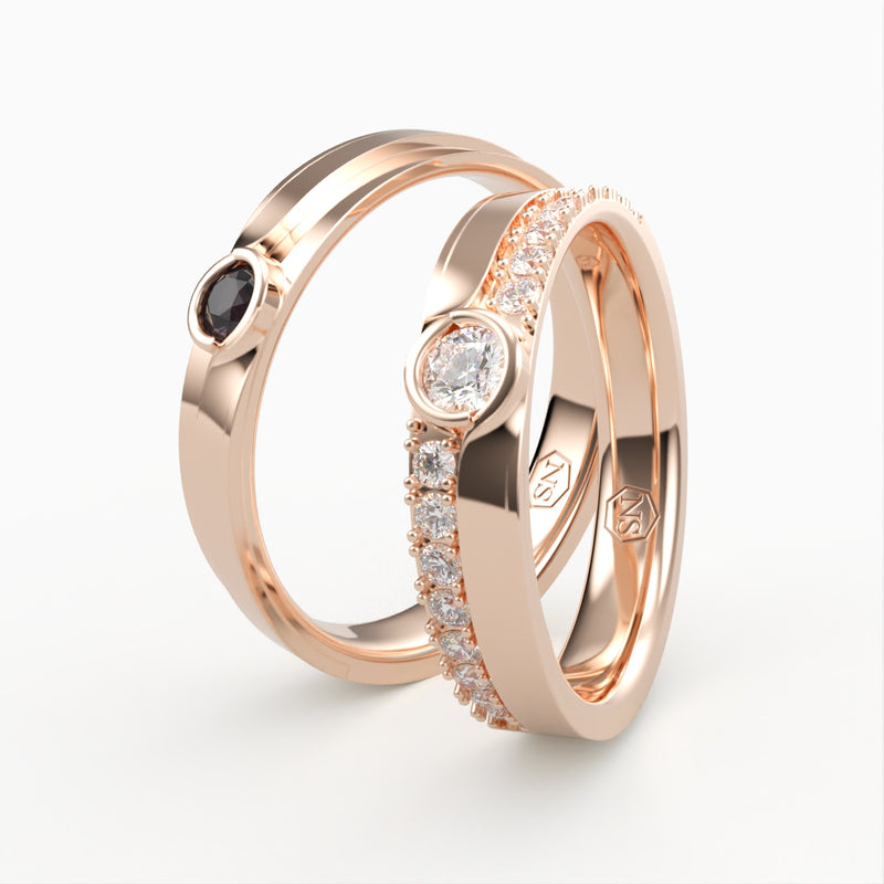Vielsesringe med Ædelsten og Diamant Pavé - EG 47