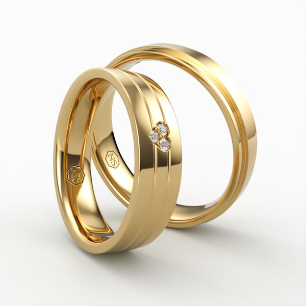 Klassiske Vielsesringe med Diamant Hjerte Design - EG 46